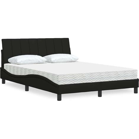 vidaXL Lit avec matelas Hanko noir 140x200 cm tissu (1/5)