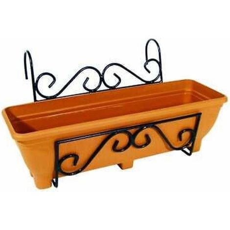 Balcony/Fence Holder - Scrolled Back Planter Holder - Terracotta (1/2)