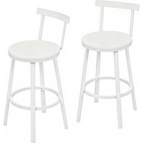 Taburete de bar blanco con respaldo curvado HOMVRA, metal y MDF, 2 piezas (1/5)