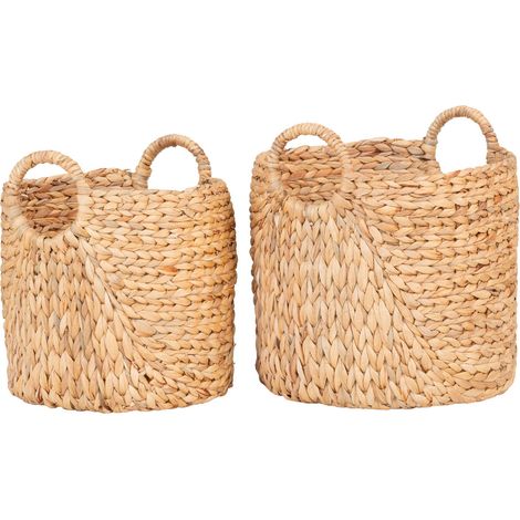 Set di 2 cesti Passo rotondi in giacinto d'acqua naturale con manici - 30 e 35 cm (1/4)