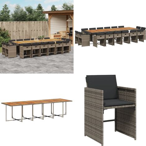 Ensemble à manger de jardin 17 pcs et coussins résine tressée - Meubles De Jardin - Salon De Jardin - Set De Jardin - Résine Tressée - Mobilier Extérieur - Home & Living (1/5)