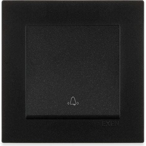 Bouton poussoir sonnette noir métallisé 10A 250V avec cadre simple Série Karell EXEN (1/3)