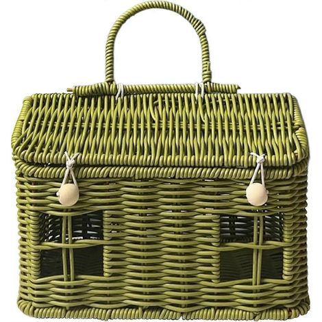 Gartenerntekorb, Rattan-Picknickkorb in Hausform, handgewebter dekorativer Regalorganizer, zur Aufbewahrung und Organisation. (1/5)