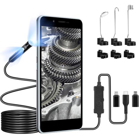 Caméra Endoscope Dual Lens - 1920P HD IP67 5m Type-C - Pour Inspection Auto, Plomberie et DIY (1/5)