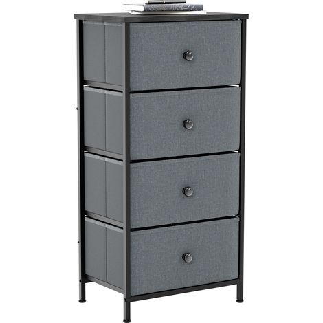 Chorley 4 Drawer Fabric Chest of Drawers Metal Frame Bedroom Living Room Storage, Grey-&-Black (1/5)