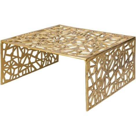 Couchtisch METRIX quadratisch 60 cm – Design-Couchtisch aus goldenem Aluminium mit geometrischen Mustern