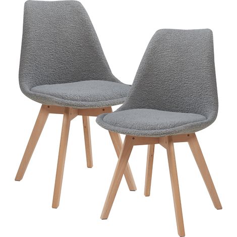 Esszimmerstuhl Fläten 2er Set Bouclé Grau [en.casa]