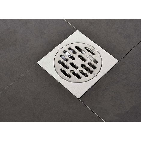 Siphon de sol en acier inoxydable, inodore, de forme carrée, pour salle de bain (1/5)