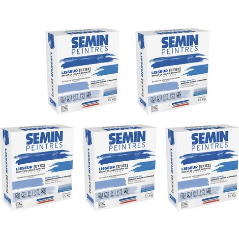 Semin Lisseur, Enduit de Lissage Extra Fin en Poudre pour Finition des Murs, Intérieur, Boite de 1,5 kg (Lot de 5) (1/5)