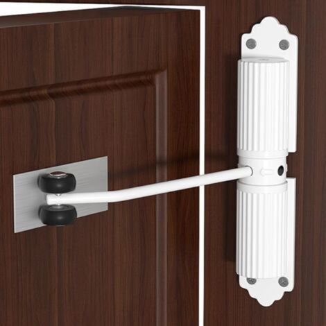 Ferme-porte avec force de fermeture réglable, livré avec vis et tige de réglage, adapté pour la maison, la chambre et le bureau (blanc).