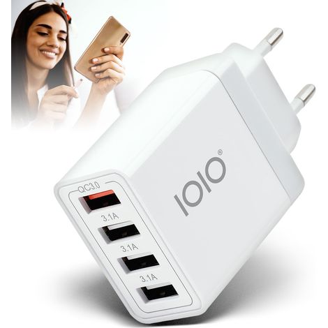 IOIO UL4 - Caricatore USB multiplo con QC 3.0, adattatore multipresa per presa di corrente, caricatore rapido 33 W