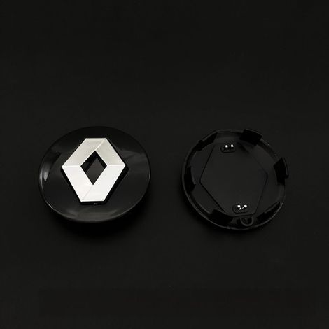 Cache-moyeu de roue 57mm pour Renault – Centre de jante universel, kit 4 pièces, accessoire voiture durable et facile à installer – Noir ABS (1/2)