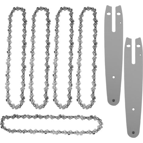 5 Pièces 6 Pouces Mini Chaîne de Tronçonneuse avec 2 Pièces de Rechange Accessoires de Rechange Barre de Chaîne de Scie pour Mini Tronçonneuse Électrique Portable Sans (1/5)