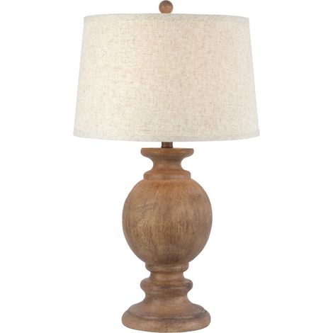 Clarion Table Lamp with Edged Linen Shade - Resin - L41 x W41 x H71 cm - Brown