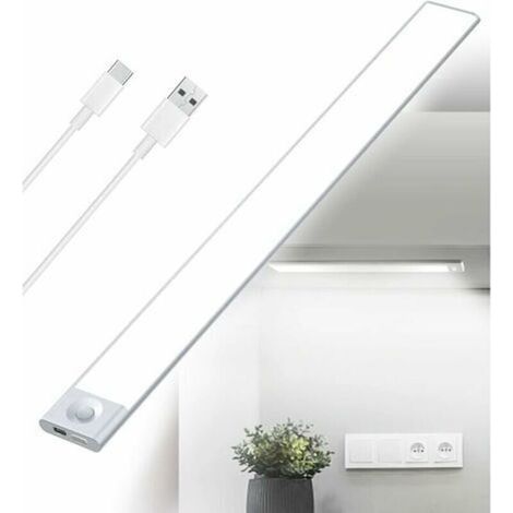 Jalleria Lampe LED rechargeable USB sous meuble de cuisine, 2500 mAh, 40 cm, intensité variable, détecteur de mouvement, bande LED sans fil rechargeable, capteur PIR, fonctionne sur piles, p (1/4)