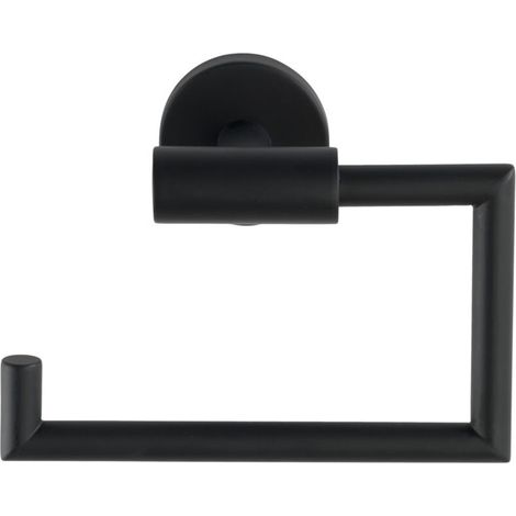 Porte-papier toilette noir mat en acier inoxydable – Design industriel – Fixation murale avec vis et chevilles – Système Power-Loc sans perçage (1/5)