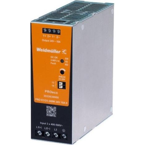 Weidmüller PRO ECO3 240W 24V 10A II Stromversorgung, Schaltnetzgerät, 24 V, 3025630000