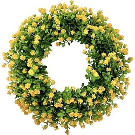 Guirlande De Porte - Couronne Artificielle Fleurs - Pour Porte D'Entrée Jardin Intérieur - 38 Cm - Décoration Printemps Été Automne Hiver - 1 Pièce (1/4)