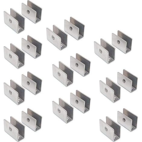 ZOLGINAH Lot de 20 supports pour étagère en verre – 201 en acier inoxydable avec pince de serrage ronde réglable de 8 à 12 mm d'épaisseur, panneau de taille 26,5 x 36,5 x 16,5 mm (1/5)
