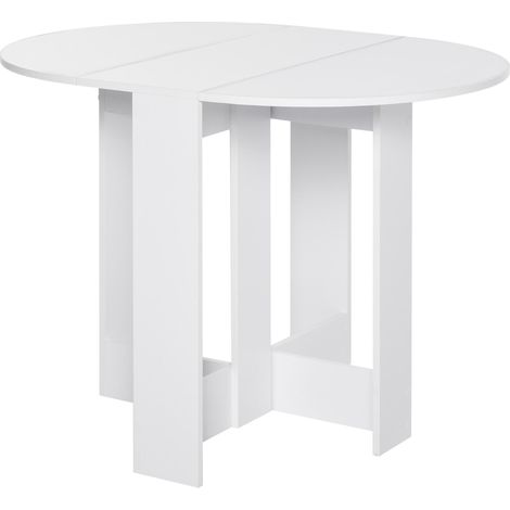 Table de salle à manger pliante avec 2 abattants, extensible, en bois, idéale pour la cuisine et les salon, gain de place, 104 x 76 x 73,7 cm, blanche