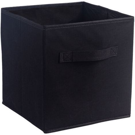 Boîte de rangement pliable en tissu noir, 33 cm de large x 33 cm de long x 33 cm de haut, sans couvercle, type tiroir, 1 pièce (1/5)