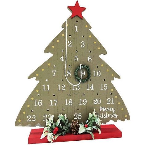 Calendrier de l'Avent Sapin de Noël Décoration Murale pour Enfants et Adultes - Compte à Rebours Festif en Bois, Idée Cadeau pour Famille (1/4)