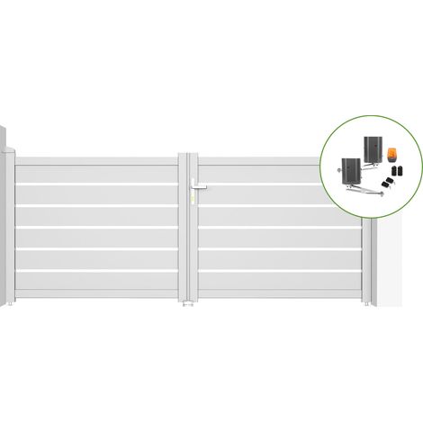 VOGEL 300 x 120 cancela automática batiente blanca + Motor brazo B500 (1/4)