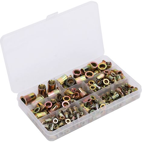Jeu de 200 écrous à riveter verticaux à tête plate métriques M3-M10 galvanisés (1/5)