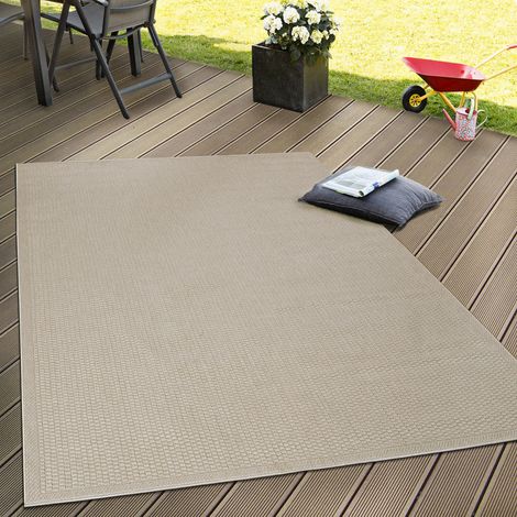 Paco Home Tappeto Tessitura Piatta Esterno E Interno Tappeti Terrazze Look Naturale Beige 140x200 cm