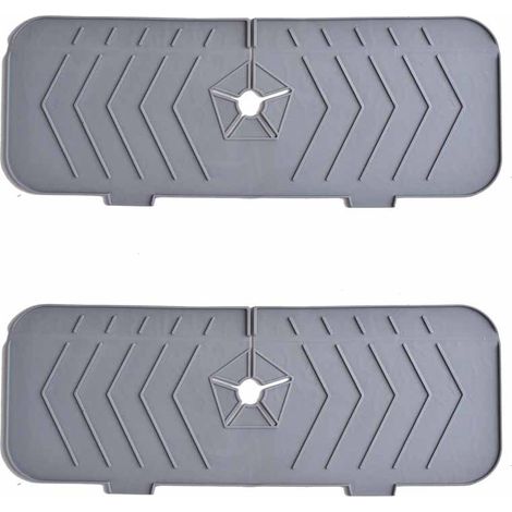 Deux tapis de vidange pour évier de cuisine, des protections anti-éclaboussures pour robinet et des tapis de guidage pour drain de salle de bain (couleur : gris). (1/5)