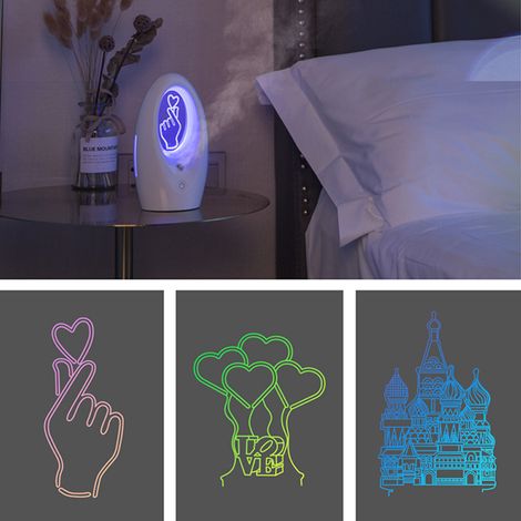 Mini humidificateur USB, lampe de nuit silencieuse, diffuseur de brume d'aromathérapie de bureau pour chambre à coucher, blanc perle (motif cœur à doigts) (1/5)