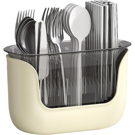 Porte-couverts pour évier,égouttoir à ustensiles de cuisine avec design compartimenté,grande fenêtre visible,antirouille,couleur tendance (1/5)