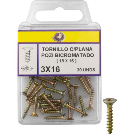 4,5 x 15 mm Pozi-Flachkopfschraube, Bichromatstahl, korrosionsbeständig – POZI
