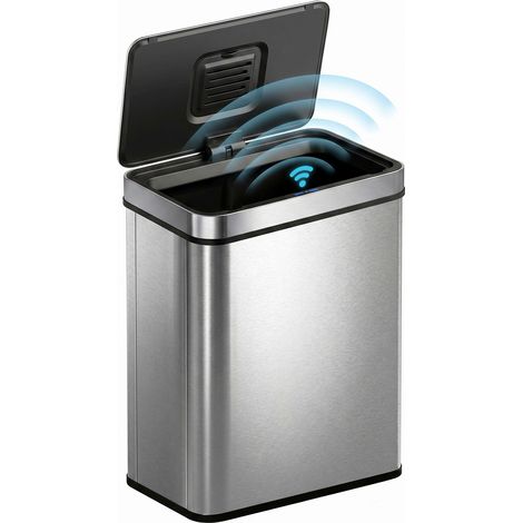 Poubelle cuisine automatique - HOMCOM - 50L - couvercle à fermeture en douceur - acier inoxydable - 39x27x54cm - argent (1/5)