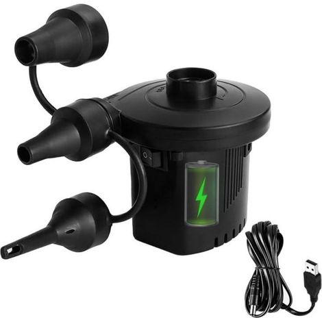 Pompe À Air Électrique - Portable Sans Fil 2500 Mah - Pour Matelas Gonflables Lit De Campagne Paddleboard Piscine - 3 Embouts - 1 Pièce (1/5)
