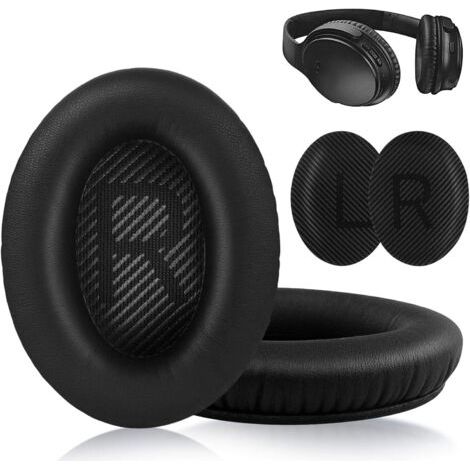 Coussinets d'oreille pour casque Bose QuietComfort – Réduction sonore – PVC noir imperméable – Confort optimal et ajustement parfait (1/5)