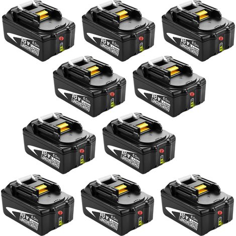 Powerwings – Pack de 10 batteries 6,0Ah 18V Li-ion pour Makita BL1850B, BL1840B – Indicateur LED – Chargeur DC18RC inclus (1/5)