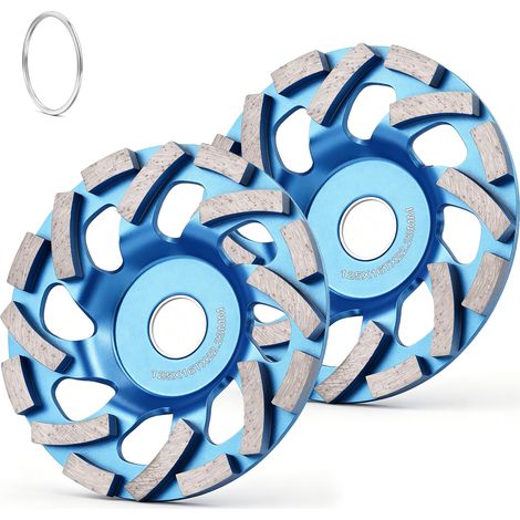 2 pcs Disque Diamant 125 x 22.23 mm 16 Segments Turbo Double Rangée Meules Boisseaux Diamantées 8 Trous d’évacuation Disques Abrasifs pour Béton Granit Marbre Pierre Plâtre Maçonnerie Conforme EN 1323 (1/5)
