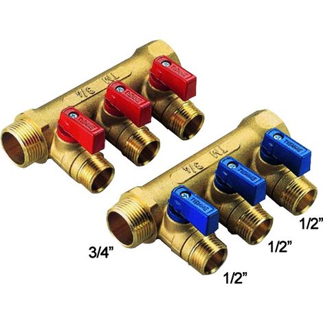COLLETTORE LINEARE PER SANITARI IN OTTONE MODELLO NINO 3/4X1/2 2 VIE   TIEMME RACCORDERIE SPA