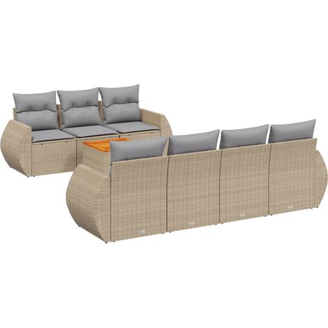 Maison Exclusive - Juego de sofás de jardín con cojines beige 8 p
