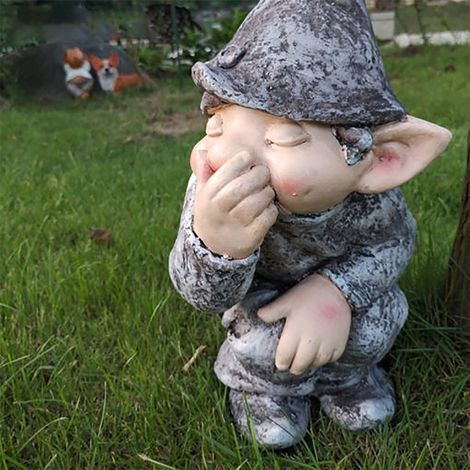 [Statue de jardin] [Statue de gnome] avec modèle d’arrosage pour décoration de jardins, porches et terrasses en résine durable (13x7x5cm, couleur assortie) (1/4)