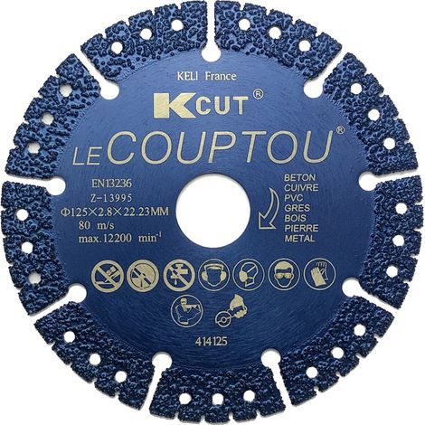 Outifrance – Disque diamant 125 mm pour meuleuse – Alésage 22,2 mm – Largeur de coupe 2,8 mm – Coupe précise béton, briques, bois (1/5)