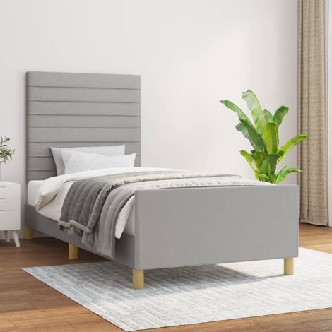 Cadre de lit sans matelas gris clair 90x190 cm tissu (1/5)