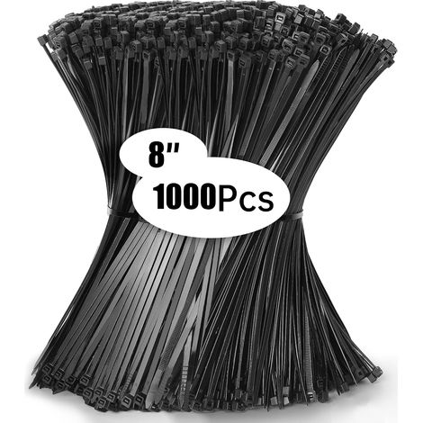 1000 Pièces Collier de Serrage 200 x 4,8 mm, Serflex Noir Resistant à La Traction De 23kg, Attache Câble Durable Résistant au UV Bien Fait Pour Gérer les Câbles, Jardinage, Atelier (1/5)