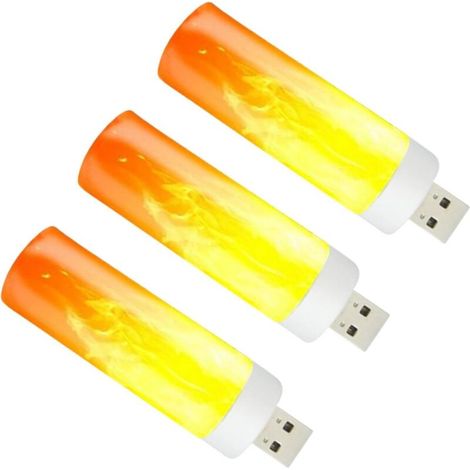 3Pcs Ampoules LED à Effet de Flamme - Ambiance Chaleureuse Lumière LED Effet Flamme - Ampoule à Flamme pour la Maison, Le Jardin, Le Camping, Rechargeable par USB, économie d'énergie, lumière de (1/5)