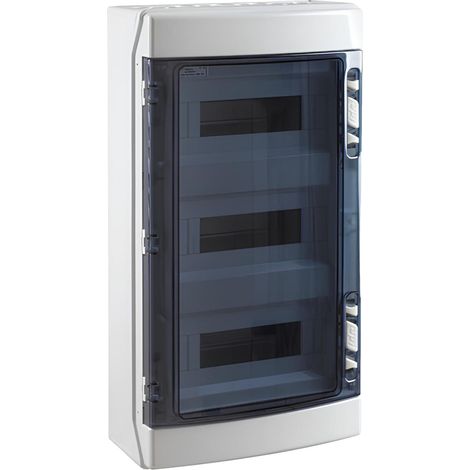 IDE – Coffret de communication étanche IP65 – 36 modules sur 3 rangées – Dimensions 586x310x148mm – Porte en polycarbonate résistante aux chocs IK08