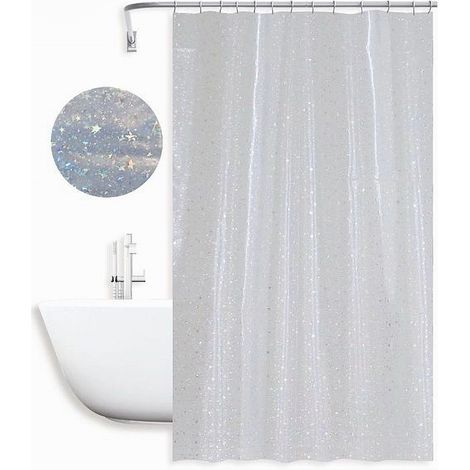 TRADE SHOP - Tenda Doccia Vasca Da Bagno Effetto Cielo Stellato Con 12 Ganci 180x180 Cm 87185 - (1/2)