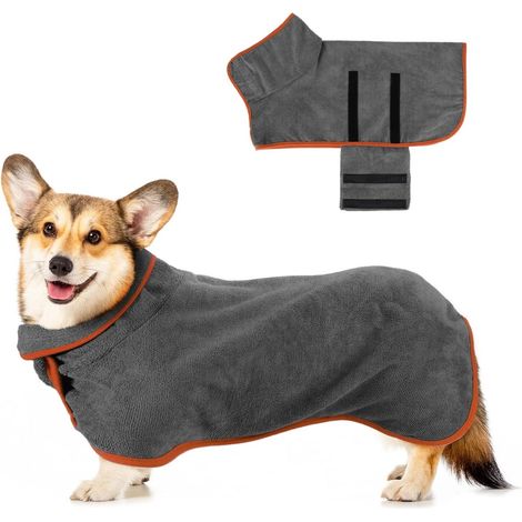 1 Peignoir pour chien, microfibre absorbante, séchage rapide, sangles réglables, pour petits et grands chiens (1/5)