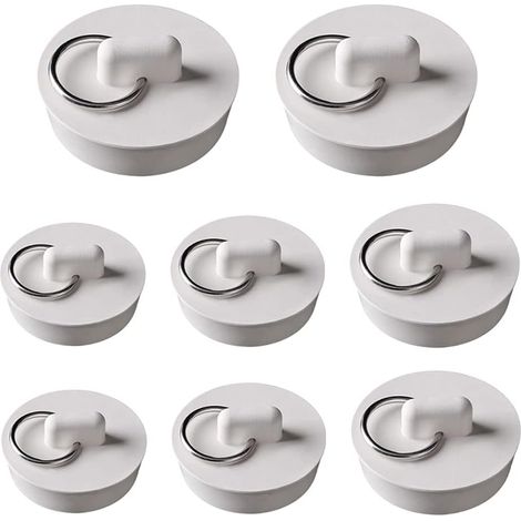8 Pieces Bathtub Stopper Universal Bathtub Stopper Bathtub Stopper Rubber Sink Stopper Kitchen Sink Drain Stopper Set White (1/4)