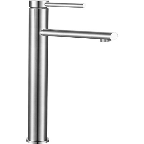 Robinet de salle de bain Haut Mitigeur Lavabo en Acier Inoxydable avec Bec Haut Robinet Vasque Chaud et Froid Réglable Mitigeur pour Vasque, Nickel PTMP13L (1/5)